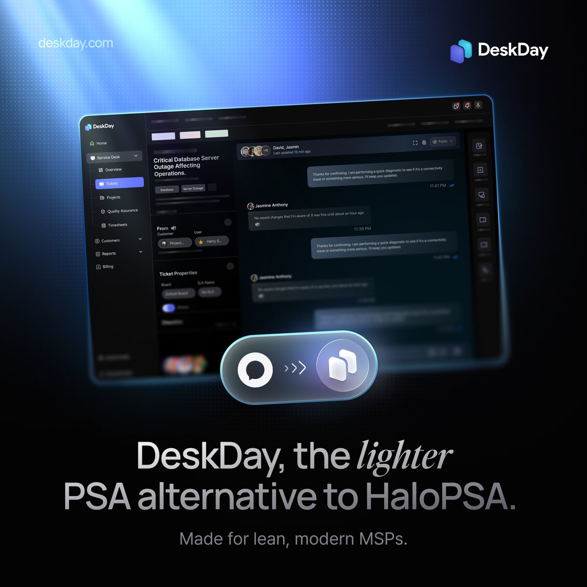 deskday_com's tweet image. Many modern MSPs start with HaloPSA, thinking more features = more power. But the reality? Endless setup, steep onboarding, and a maze of features you’ll never actually use.
👉 See why: deskday.com/why-deskday-is…
#mspticketing #MSPSolutions #MSP #halopsa #deskday #PSA #Managedit