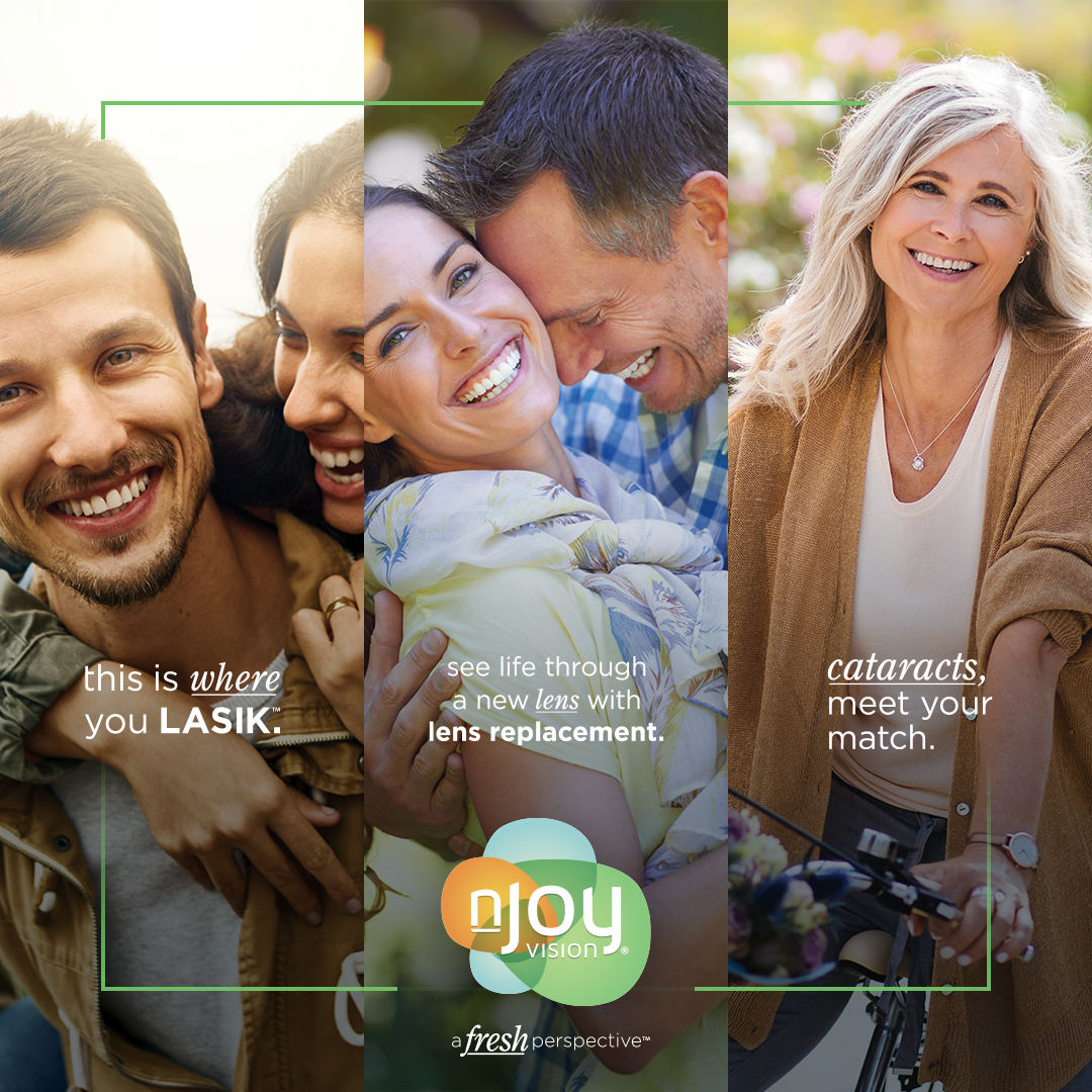 nJoyVision's tweet image. 👀Seeing clearly at every age - from #LASIK and #EVOICL to #LensReplacement to Laser #CataractSurgery. Learn more at njoyvision.com/procedures. 
#HealthyAgingMonth #HealthyAging