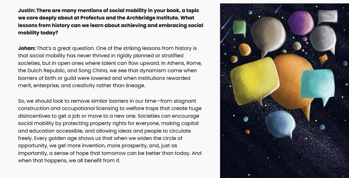 "One of the striking lessons from history is that social mobility has never thrived in rigidly planned or stratified societies, but in open ones where talent can flow upward," writes <a href="/johanknorberg/">Johan Norberg</a>.

Read his interview with <a href="/JustinTCallais/">Justin Callais</a>: profectusmag.com/the-rise-and-f…