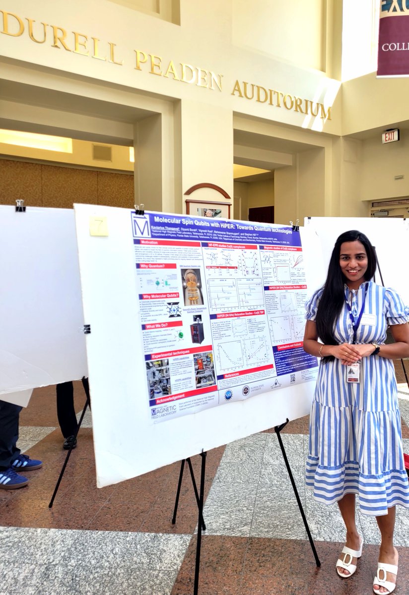 KAVIPRIYA1411's tweet photo. I presented at the National Postdoc Appreciation Week Symposium 2025 at FSU!  Shared my research with the W-band HiPER spectrometer on molecular qubit systems plus our outreach in quantum tech. @NationalMagLab @NationalMagLab @Quantum_ATS @QbitCompute 

🔗 https://t.co/SwQk5kzJPn https://t.co/iUbGcTxR4d
