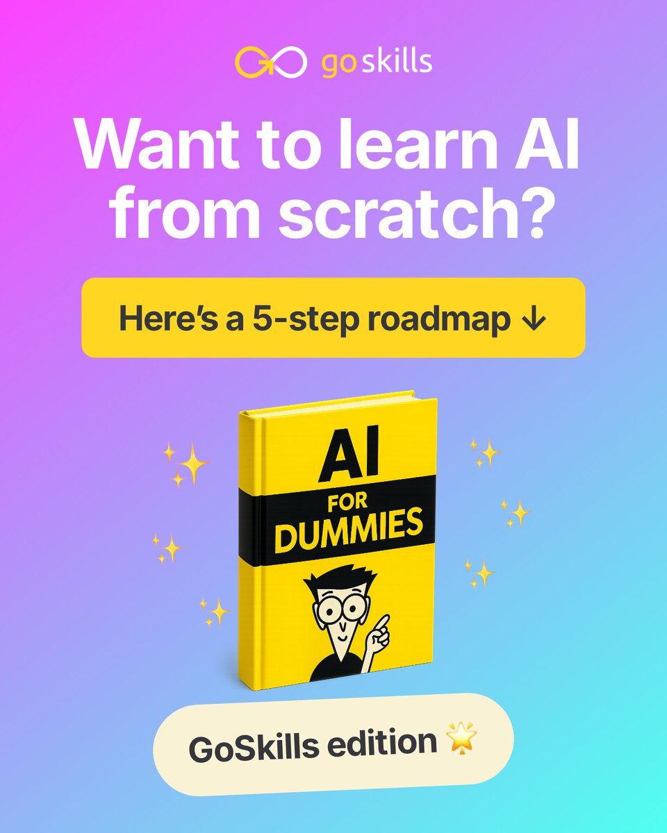 getgoskills's tweet image. #AI newbie? Time to step up your game.
Here’s your roadmap to mastering AI with bite-sized #courses at GoSkills 🧵👇
