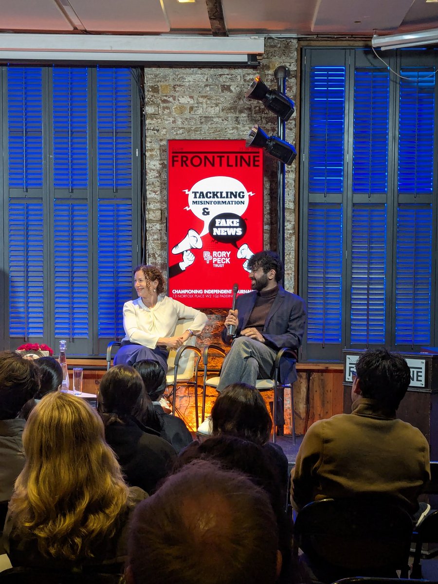 rorypecktrust's tweet image. A packed room this evening @frontlineclub . Thank you to our expert panellists for a fascinating conversation Tami Hoffman at The Guardian, Dr Manny Ahmed @openorigins and @lee_georgina at Channel 4 News. 

#fakenews #misinformation #authenticity #journalism