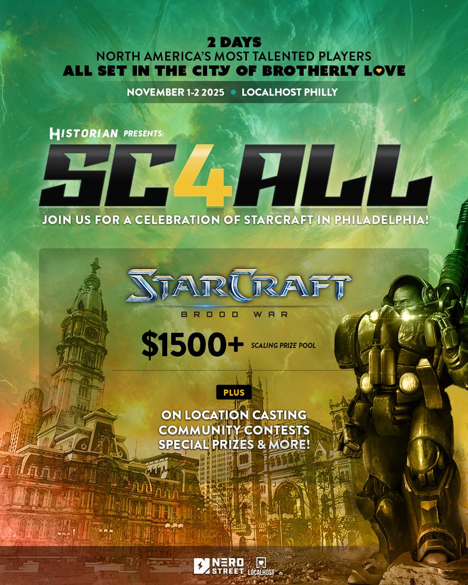 StarCraft: Brood War is coming to Philadelphia! Nov 1-2 at Localhost Philly, some of the most passionate gamers in the world are fighting it out for bragging rights, the love of the fans, and over $1500. You don't want to miss this! #SC4ME #SC4YOU #SC4ALL