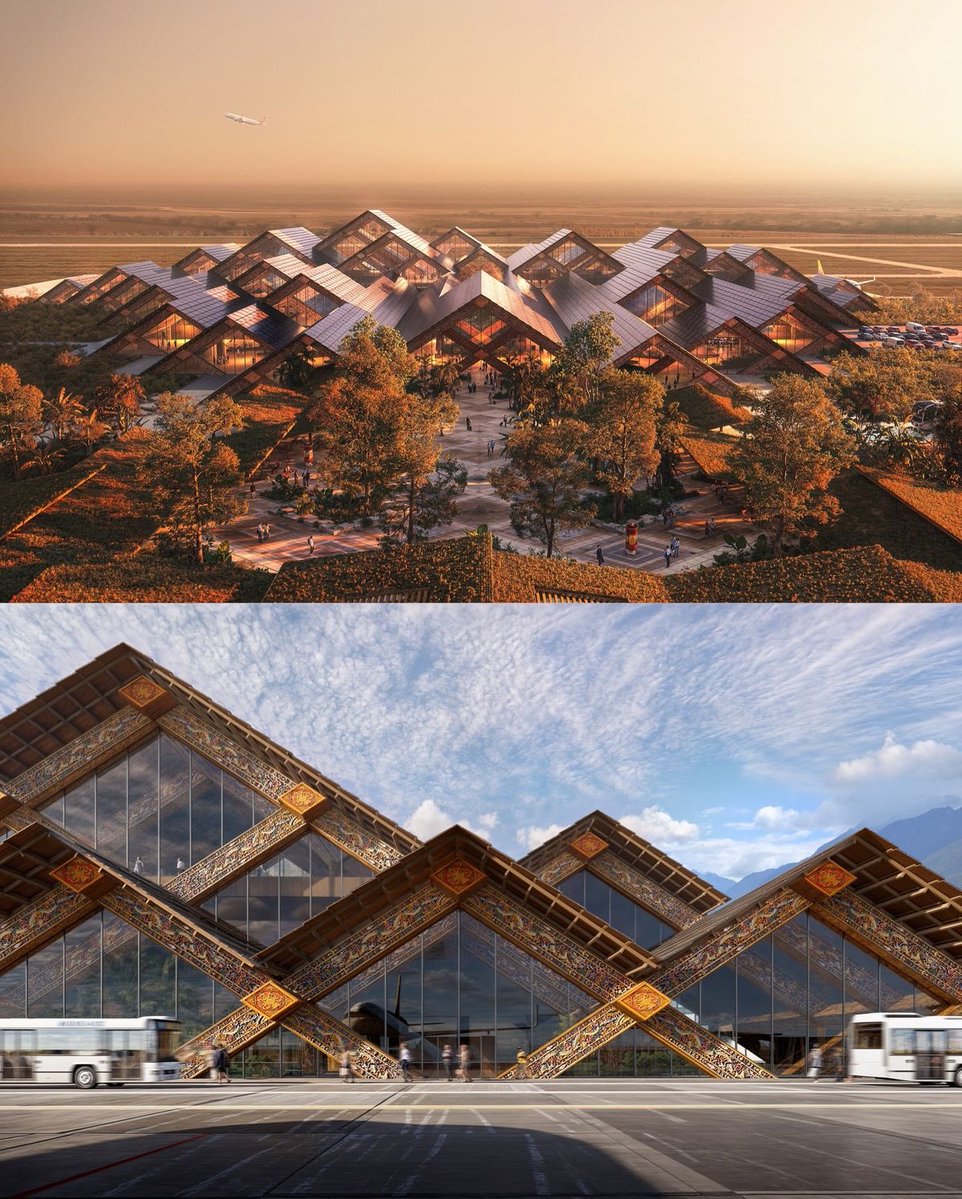 parametricarch's tweet image. ✈️Gelephu International Airport, designed by @BIG_Architects