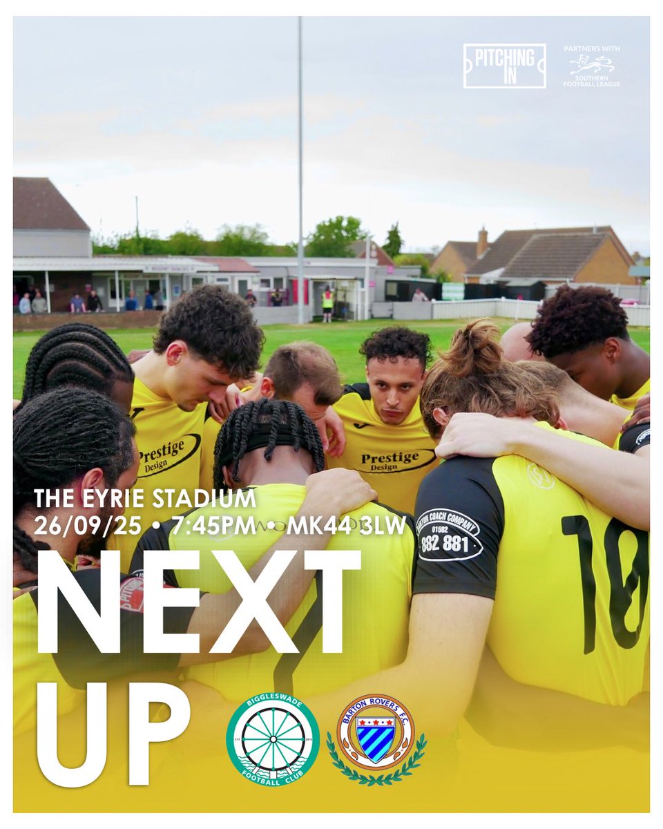 NEXT MATCH |

Friday night ‘Under the Lights’ awaits The Rovers as we face Biggleswade at The Eyrie! 🔦