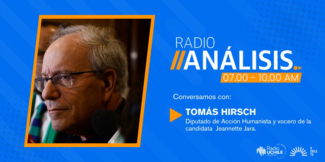 MAÑANA en #RadioAnálisis: el diputado de Acción Humanista y vocero de la candidata oficialista, Jeannette Jara, <a href="/tomashirsch/">Tomas Hirsch</a> se refiere a la campaña presidencial.

📻102.5 FM
💻radio.uchile.cl