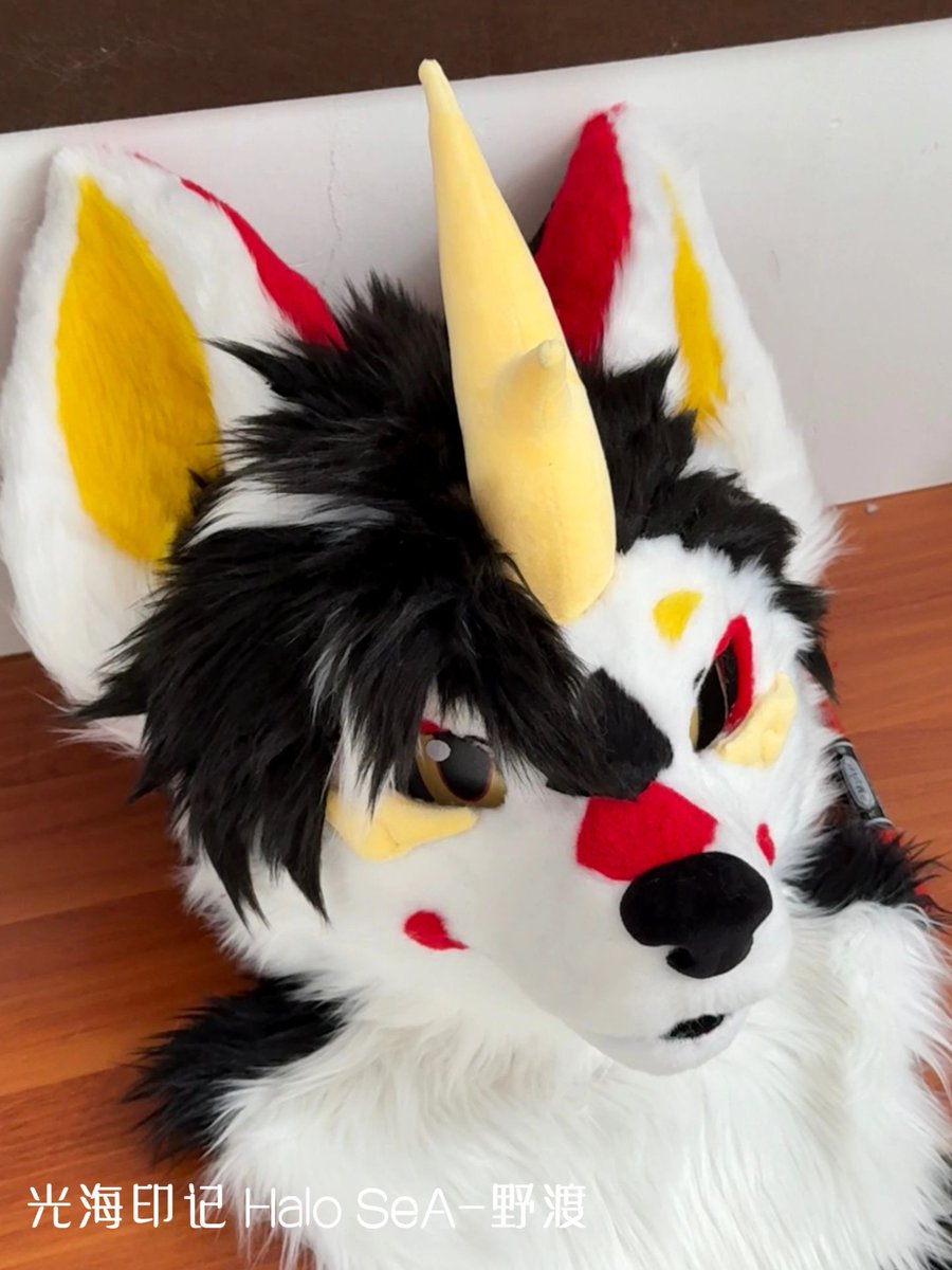 Finished product return pictures from the customer - using the Apple Dog head base.
#yemi_ing ＃fursuit