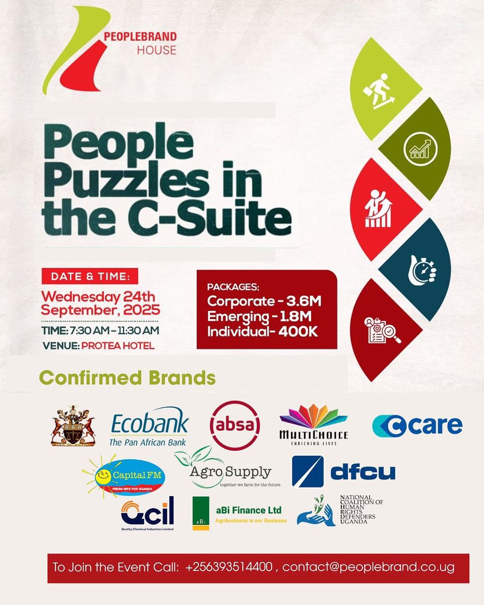 Who is ready to unlock🔓 and start solving the PEOPLE PUZZLE in the C - Suite! Tomorrow is your day
At 📍Protea Hotel Kampala with all the top CEO’s from  BEST organizations <a href="/AbsaUganda/">Absa Bank Uganda</a> <a href="/EcobankUganda/">Ecobank Uganda</a> <a href="/BOU_Official/">Bank of Uganda</a> <a href="/CapitalFMUganda/">Capital FM Uganda</a> <a href="/aBiDevtFinance/">Agricultural Business Initiative (aBi)</a> #peoplebrand25 #peoplepuzzle25