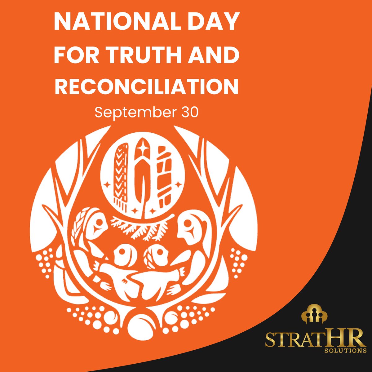 StratHRSol's tweet photo. Truth and Reconciliation calls us to listen and act. At StratHR, we honour Survivors and commit to workplaces where Indigenous voices are respected and included. 🧡 #EveryChildMatters https://t.co/cZUJyfaaAd