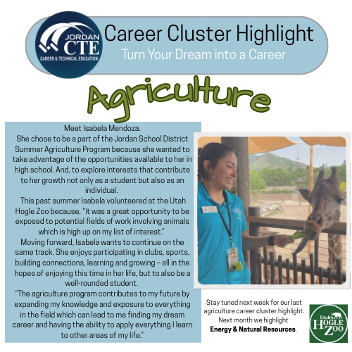 Turning a dream into a career—that is exactly what Isabela Mendoza hopes to do with her involvement with the Jordan School District Agriculture Program.