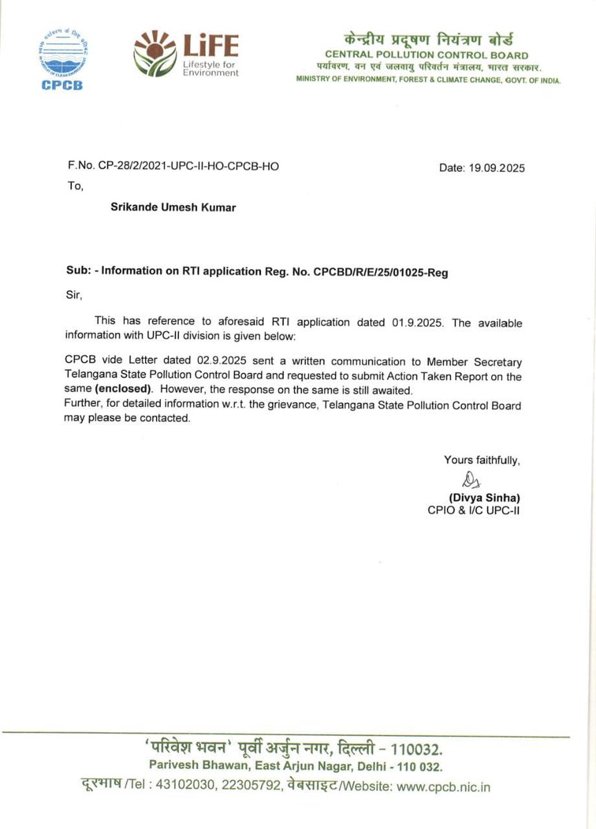 srikhande_umesh's tweet photo. Dear @TelanganaPCB, what is stopping you from taking action on my complaint? Has an MOU been signed between PCB &amp; RAMKY to violate rules?

@revanth_anumula Sir, it is better to suspend corrupt officials who ignore genuine complaints.

@TelanganaACB pls focus on this department. https://t.co/tYpVLgqsex