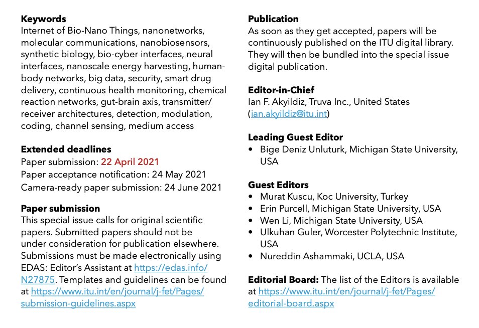 CorinneNokel's tweet image. Internet of Bio-Nano Things for Healthcare Applications 

#NanoNetworks 

#SyntheticBiology 

#BioCyberInterfaces

#NeuralInterfaces 

#MolecularCommunication 

Michigan State University 

Worcester Polytechnic Institute