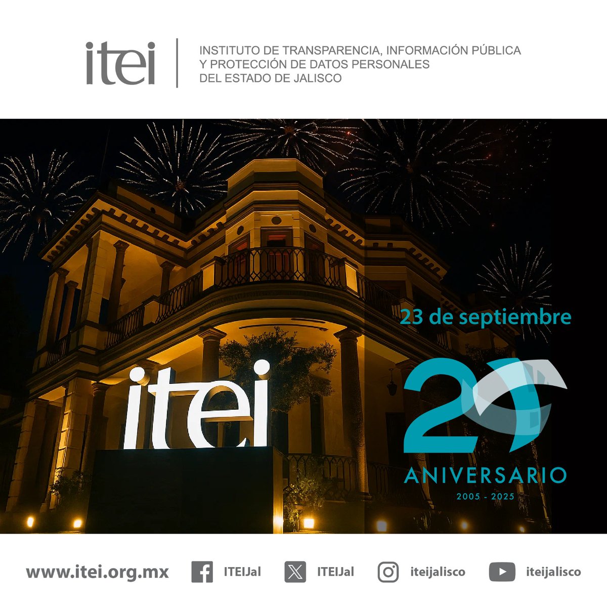 Un día como hoy 23 de septiembre de 2025, hace 20 años, el ITEI abre sus puertas, siendo el primer órgano garante estatal en materia de transparencia en México.

#ITEIesTuyo