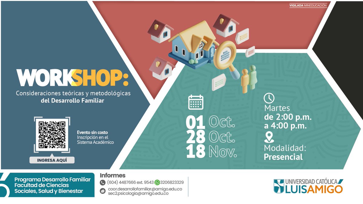 ✨ Workshop: Consideraciones teóricas y metodológicas del Desarrollo Familiar ✨reflexionemos sobre el papel de la familia en la sociedad, la crianza, el duelo, la educación y el envejecimiento saludable.

 📲 Inscripciones 👉cutt.ly/RrNkVTBy

#ULuisAmigó
