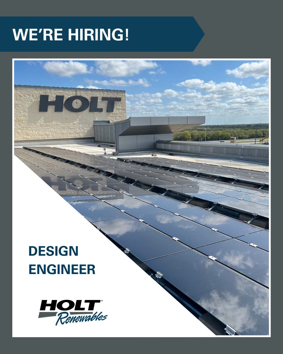 HOLT Renewables (@holtrenewables) on Twitter photo HOLT Renewables is looking for a Design Engineer to join our team in Austin, TX. In this role, you’ll help design, build, and commission solar projects that are built to perform and last for decades.
🔗 Apply here: bit.ly/3UWMjDR
#HOLTRenewables #EngineeringJobs HOLT Renewables is looking for a Design Engineer to join our team in Austin, TX. In this role, you’ll help design, build, and commission solar projects that are built to perform and last for decades.
🔗 Apply here: bit.ly/3UWMjDR
#HOLTRenewables #EngineeringJobs