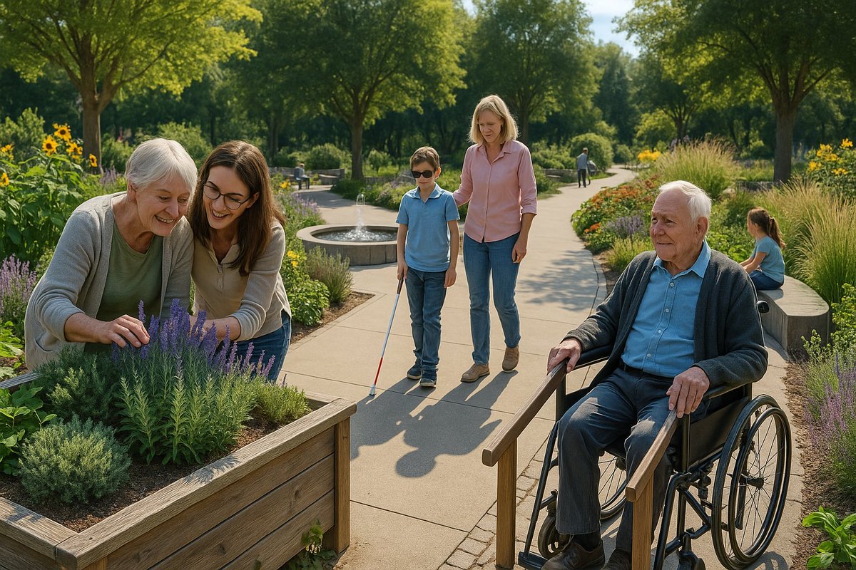 Jardines multisensoriales y 100% accesibles: soluciones más allá del jardín terapéutico.

✨ ¿Y si un jardín pudiera escucharte, abrazarte con sus aromas, guiarte con colores y texturas, refrescarte en verano y darte refugio en invierno?
No hablamos de ciencia ficción, sino de un