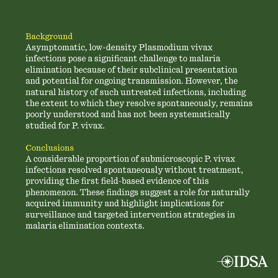 Spontaneous Clearance of PCR-positive Plasmodium vivax Parasitemia in Northwestern Thailand: An Epidemiological Perspective

✅ Just Accepted
🔗 bit.ly/48plLmI