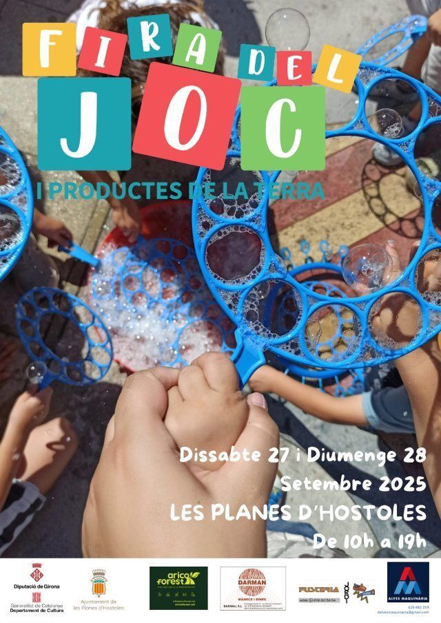 buff.ly/1CFklN3
Fira del Joc i productes de la terra els dies 27 i 28 de setembre de 2025

El dissabte 27 i diumenge 28 de setembre dintre de la Festa de la Santa Espina hi haurà la Fira del Joc i de productes de la terra, totes les activitats a la Plaça Nova.
