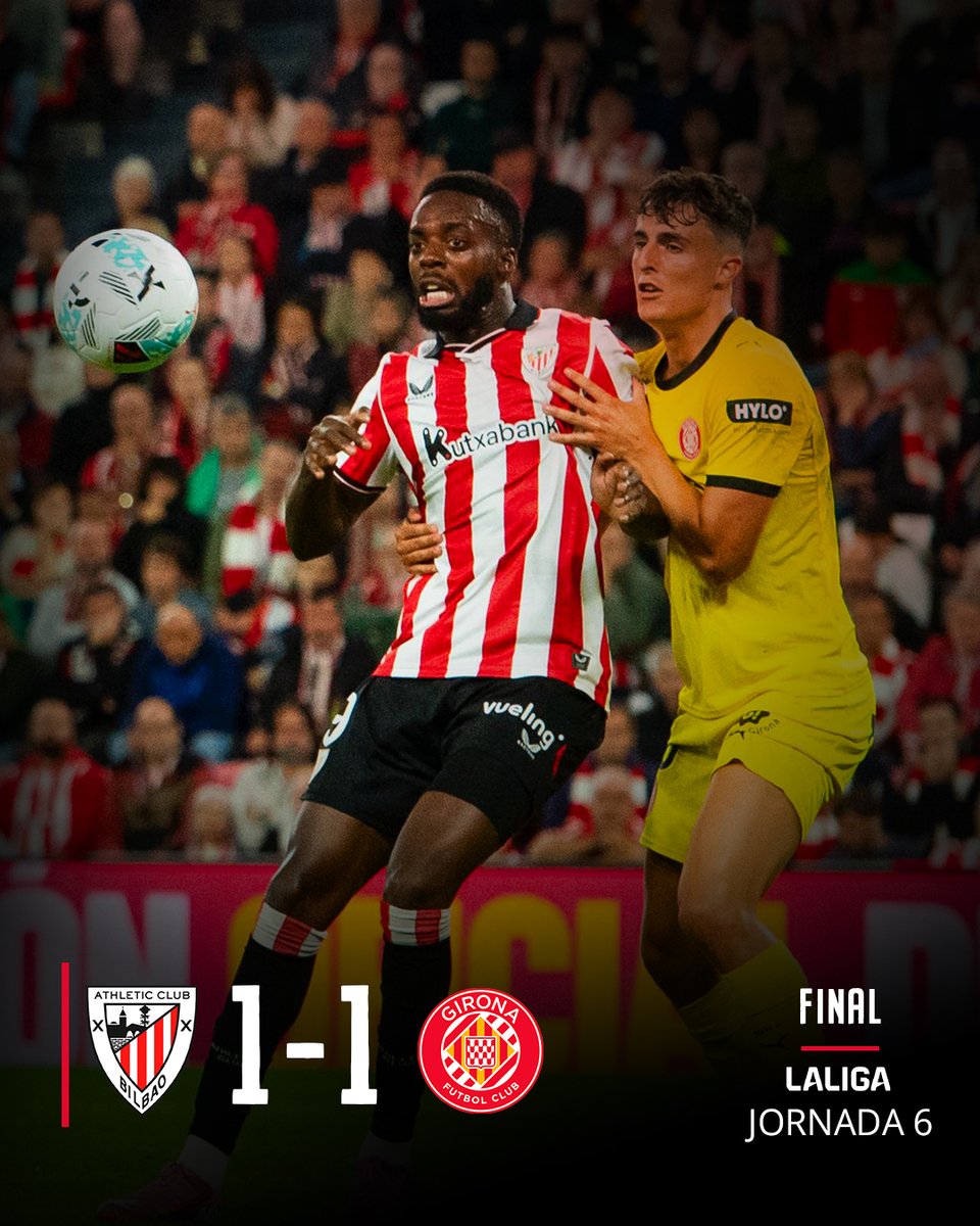 🔚 𝗙𝗜𝗡𝗔𝗟

El Athletic suma un punto en la visita del Girona a San Mamés.

#AthleticGirona #AthleticClub 🦁