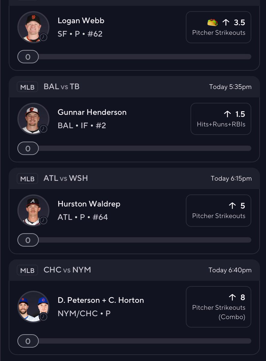 SlimProps's tweet image. 9.23 🌮 Tuesday #MLB 10x #PrizePicks 

#Props 

Gunnar - 5for14 v Pepiot / .372 v Rays pitching; better @ Home &amp;amp; v RHP

Waldrep - 8Ks v Nats last start (32%K rate); o6/8 starts in ‘25; -175 DK

Peterson/Horton - David avg 5.9 Ks on the road; Cade avg 4.1 Ks @ Home; -190 DK

👍🏽/RT