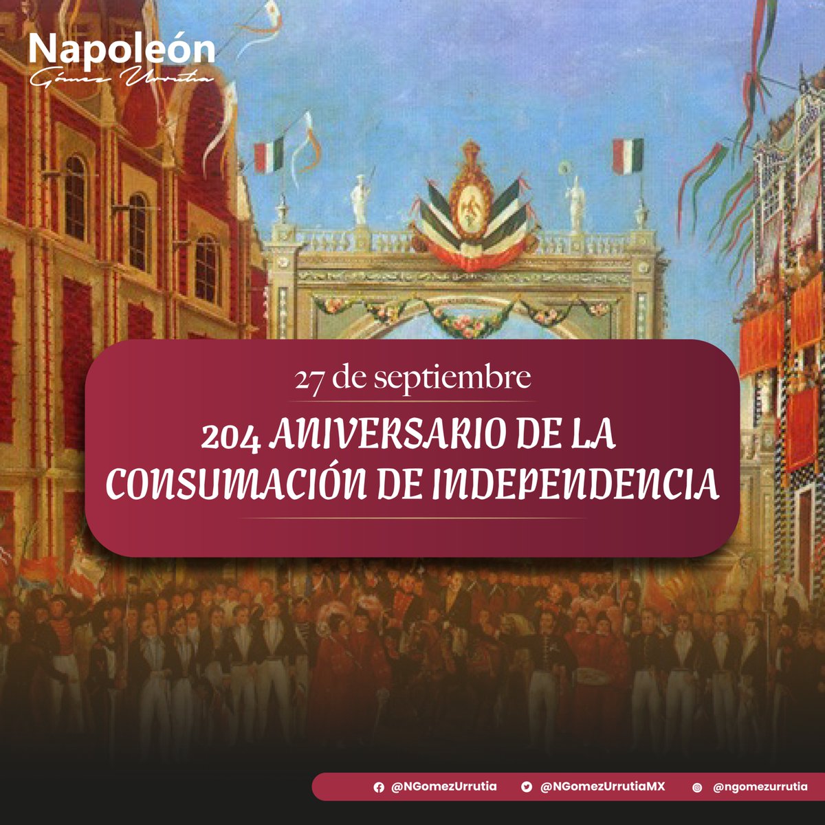 🇲🇽 Hace 204 años, el pueblo mexicano puso fin al dominio colonial y consumó su Independencia.

El 27 de septiembre de 1821 no solo marcó el nacimiento de una nación libre, sino también el comienzo de una lucha constante por la soberanía, la justicia y la dignidad del pueblo.