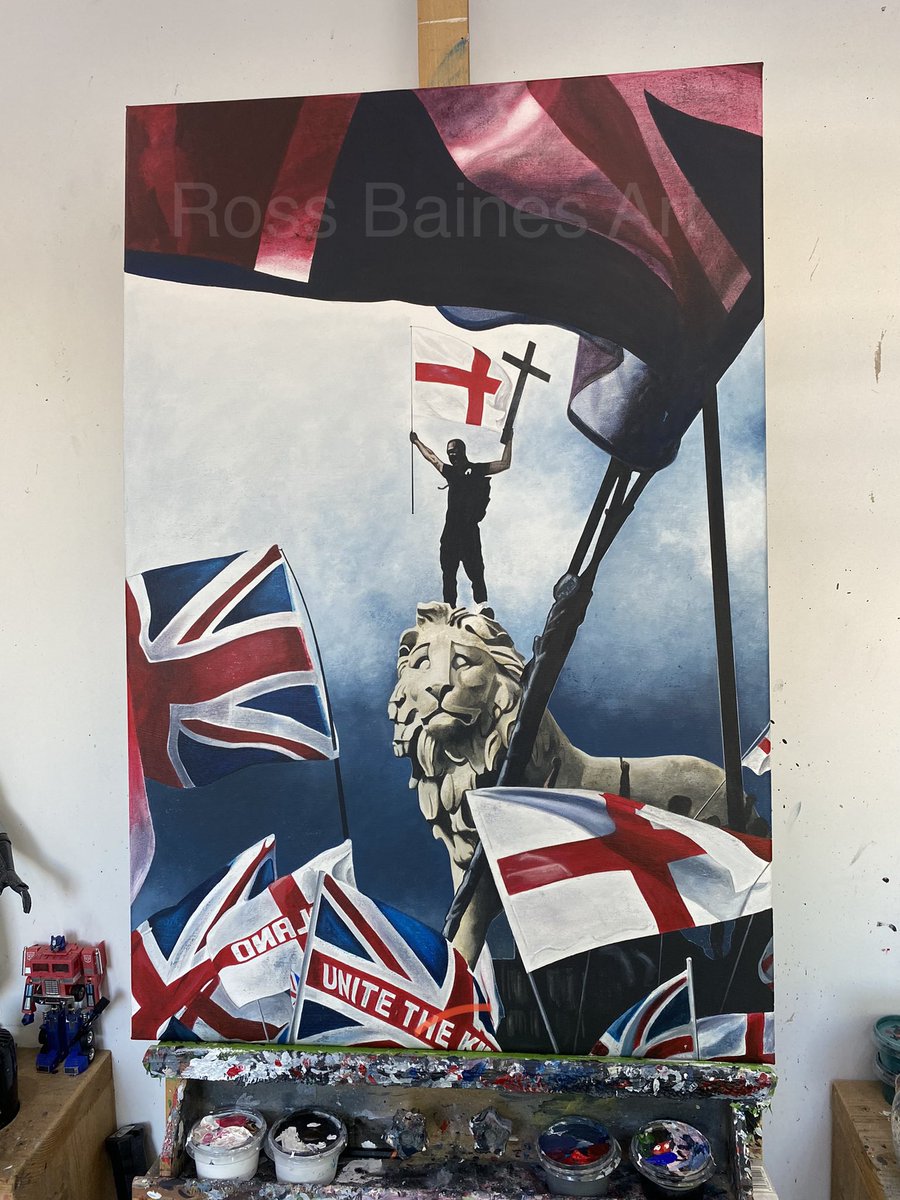 RossBainesArt's tweet image. Introducing… ‘Unite’

My new 3x2ft painting inspired from the historic #UniteTheKingdom march.

Limited edition prints available to preorder now at rossbainesart.com 

I was there and all I saw was a sea of flags and hundreds of thousands of peaceful patriots of all races…