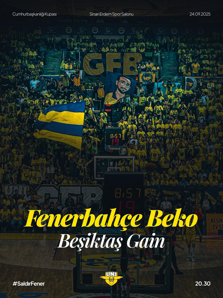 🔥 #SaldırFener
🏆 Cumhurbaşkanlığı Kupası 
🆚 Beşiktaş Gain  
⏱️ 20.30
🏟️ Sinan Erdem Spor Salonu