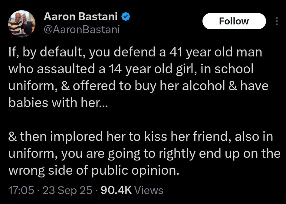 No one who has decency and morality would ever defend that by default Aaron.
