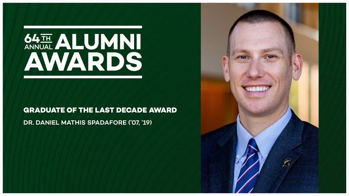 EMUAlumni's tweet image. 🎓 Day 1: Graduate of the Last Decade 🎉
We&apos;re spotlighting Dr. Daniel Mathis Spadafore (BS07, PhD19)—a rising star making waves within 10 years of graduation! 

More on this year&apos;s honorees 👉 Link in bio.
#EMUAlum #TruEMU #BecomeMoreYou #EMUAlumniAwards
