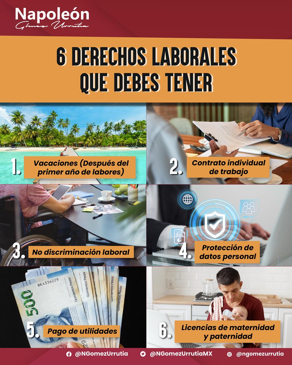 👷🏻‍♀️👷🏻‍♂️ ¿Sabes cuáles son tus derechos como persona trabajadora?

La Ley Federal del Trabajo es tu herramienta para reconocer qué condiciones deben garantizarse en cualquier empleo.

📚 Conocerlos es el primer paso para defenderlos y exigirlos.