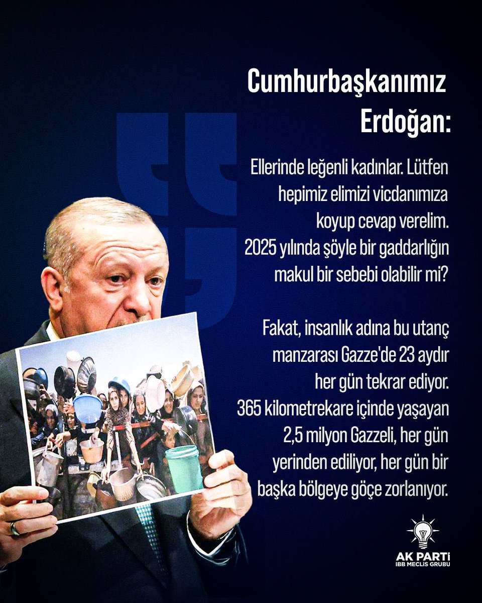 Cumhurbaşkanımız ve Genel Başkanımız Recep Tayyip Erdoğan, Birleşmiş Milletler 80. Genel Kurulu’nda Gazze’deki soykırımı tüm dünyaya ilan ederek mazlumların sesini bir kez daha tüm insanlığa duyurdu.