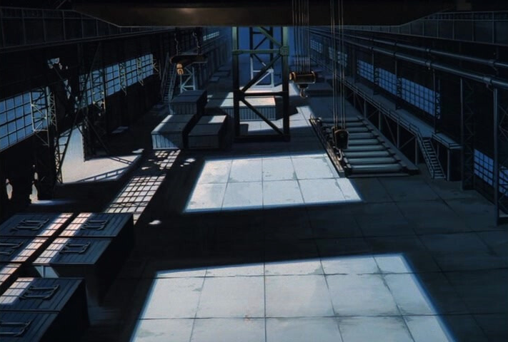 The haunting, blue-shaded cityscape of the 1997 OVA classic Bio Hunter.