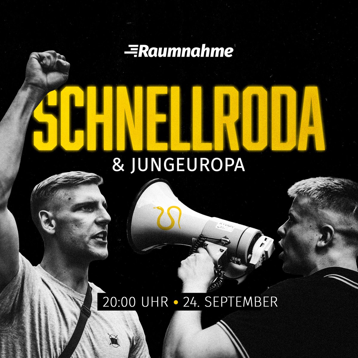 RAUMNAHME - das identitäre Live-Format     

Rechte Veranstaltungen sind ungeheuer wichtig für die Vernetzung innerhalb des Lagers. Morgen Abend sprechen wir deshalb über Jungeuropa, Schnellroda und Trump.

🕗 Wann?   Mittwoch, 20:00 Uhr  
📺 Wo?       hier auf X 

🫵🏻Einschalten!