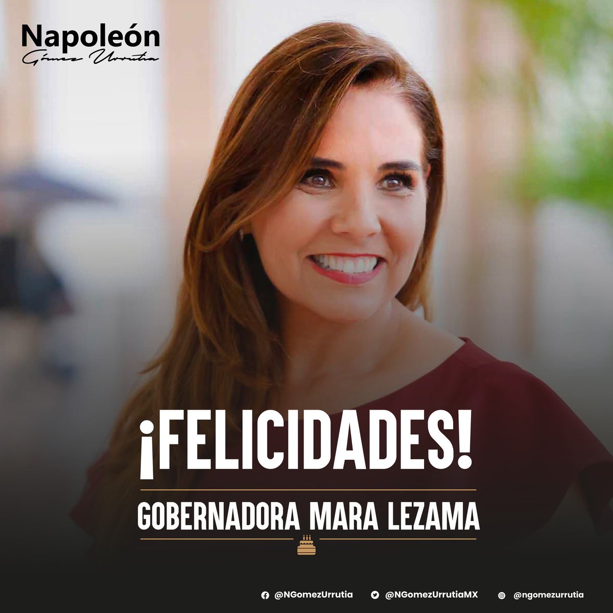 Felicito a la Gobernadora <a href="/MaraLezama/">Mara Lezama</a> en su cumpleaños, reconociendo su entrega y liderazgo al frente de Quintana Roo.🎂🎊

Le deseo salud, éxito y fortaleza para continuar impulsando el bienestar y desarrollo de las y los quintanarroenses.

¡Reciba un abrazo fraterno!