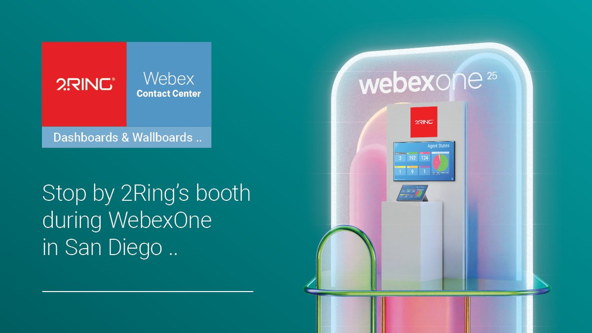 2RingCX's tweet image. ⏳ #WebexOne is less than a week away! Stop by our 2Ring booth for live demos and to learn about the brand new #WebexCC Historical Reporting Connector &amp;amp; much more! See you there! 😊👋 #2RingCX