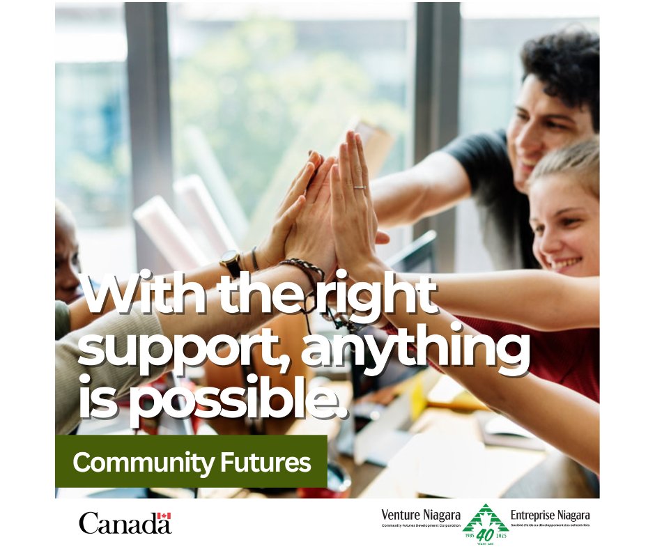 Jobs Businesses Community pride. 
It all starts with investing in rural economic development—and that’s what we’re all about.
See what we’re doing here ventureniagara.com
#CommunityFutures, funded by #GC through <a href="/FedDevOntario/">FedDev Ontario</a>.
#StrongerTogether #SupportRuralEconomies