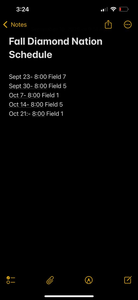 Updated Schedule for the <a href="/DiamondNationNJ/">Diamond Nation</a> High School Fall League