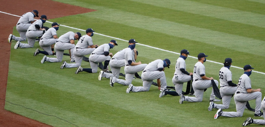 BikingForTrump's tweet photo. @catturd2 They going to use robot kneelers too? #FuckMLB https://t.co/nF7xq05vD8