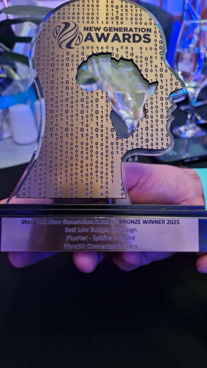 SpitfireInbound's tweet image. 🥉 Big news! @SpitfireInbound and @PluxNet have won Bronze at the 2025 @NewGeneration_0 for “Fibre50: Connected for Less.” 🎉

Proud of our team and client for creating work that truly connects SA! 🇿🇦

#NewGenAwards #SpitfireInbound #PluxNet