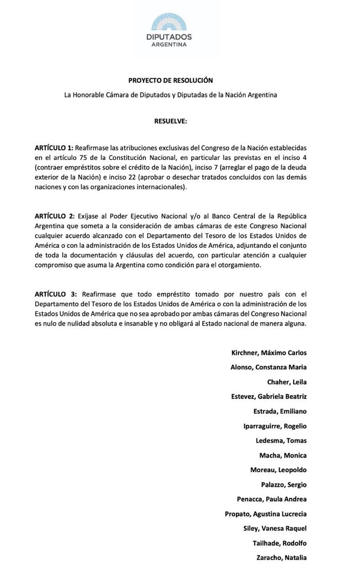 Máximo Kirchner presentó un proyecto para exigir que sea controlada por el Congreso la nueva deuda ilegal de Caputo y de Milei. Siempre Máximo ✌🏼