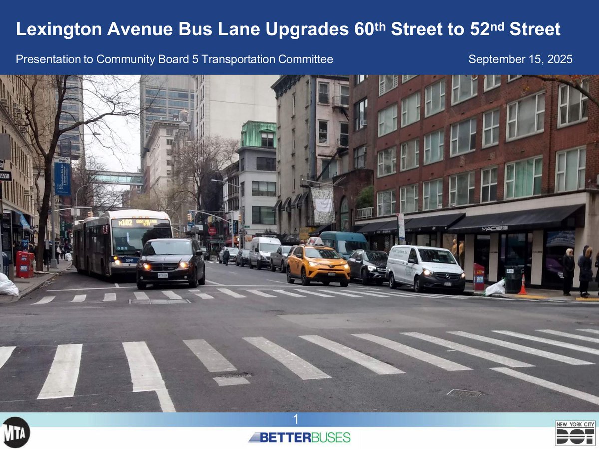 NYCDOTProjects's tweet image. Lexington Avenue, 60th Street to 52nd Street - presented to Manhattan Community Board 5 in September 2025 nyc.gov/html/dot/downl…
