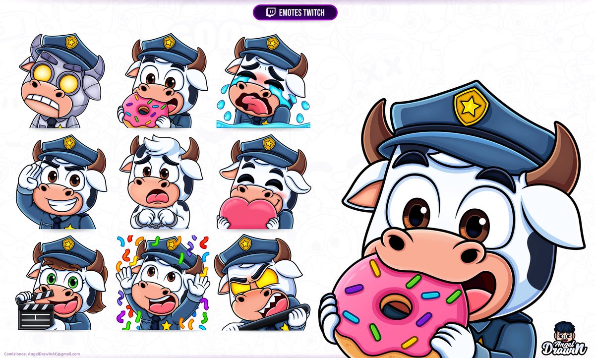 Iniciamos la semana con ese nuevo pack de emotes que he realizado para el streamer <a href="/MinimuhYT/">Minimuh 🚔</a> 🐮🚨  !! #emotes #emotescomission