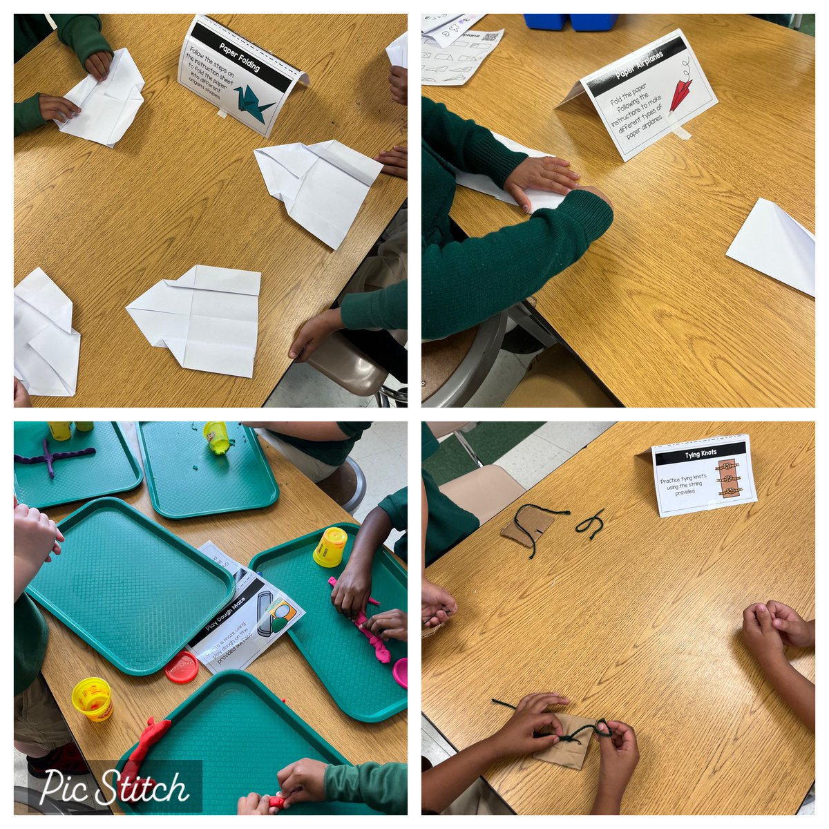 MrPowell20's tweet image. Happy Tuesday! Today my k students got to use their #computers and was able to learn how to use @codeorg! Then my 1st grade students got do some new centers! The centers were tying knots, #origami, #paperairplanes, and play dough mazes! #STEM #teacher
