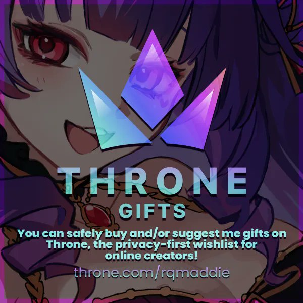 Want to send MADDIE a gift? Check out my #Throne
There's different items in it such as cosplays, pet care, equipment upgrades, necessities etc.

Check out my #Wishlist here: throne.com/rqmaddie throne.com/rqmaddie/wishl…