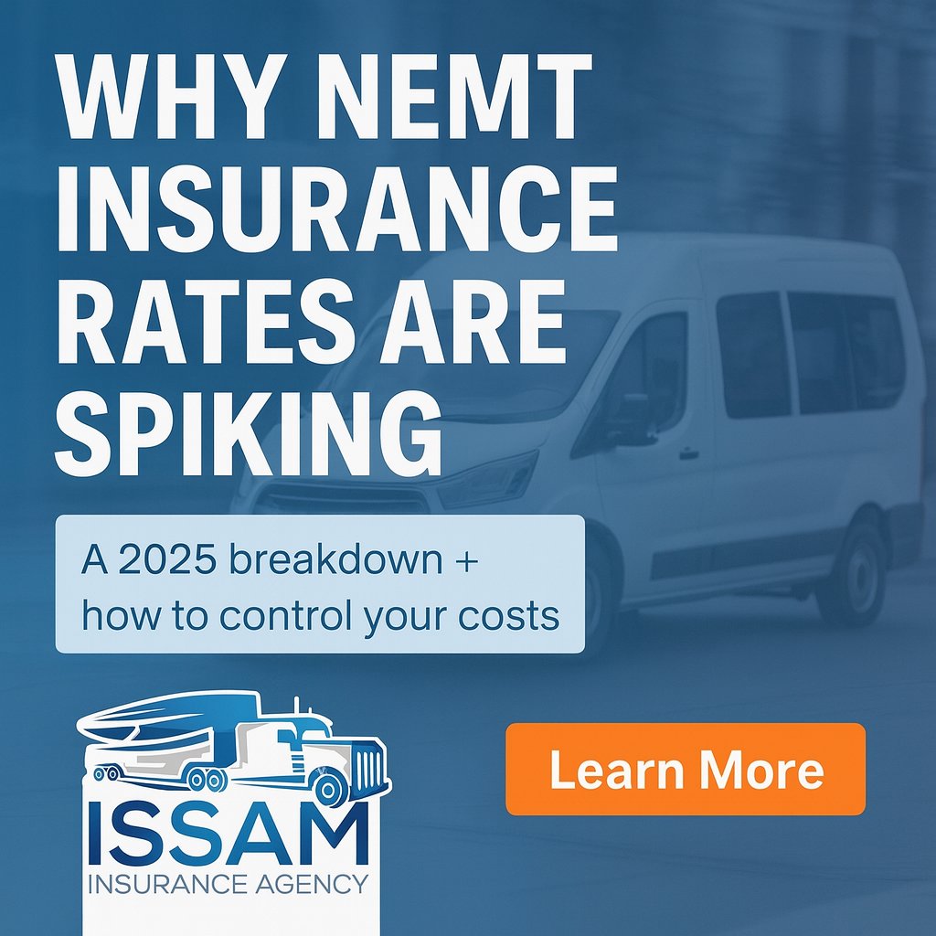 IssamAgency's tweet image. 🚐 NEMT insurance rates are climbing in 2025, but why?
We break down what’s behind the spike &amp;amp; how smart operators are cutting costs without cutting corners. 📉

🧠 Read the full guide → bit.ly/3IDNIg2

#NEMT #CommercialAuto #FleetInsurance #Paratransit #InsuranceTips