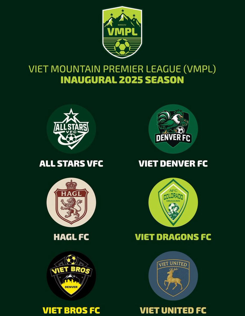 New league here in CO! 🏔️⚽️
Welcome, the Viet Mountain Premier League (VMPL)

“This is the beginning of a new chapter for Vietnamese soccer here in Colorado and the Mountain region - building community, competition, and culture…” - from the vmountainpl IG post

Chào mừng! 👋🏼