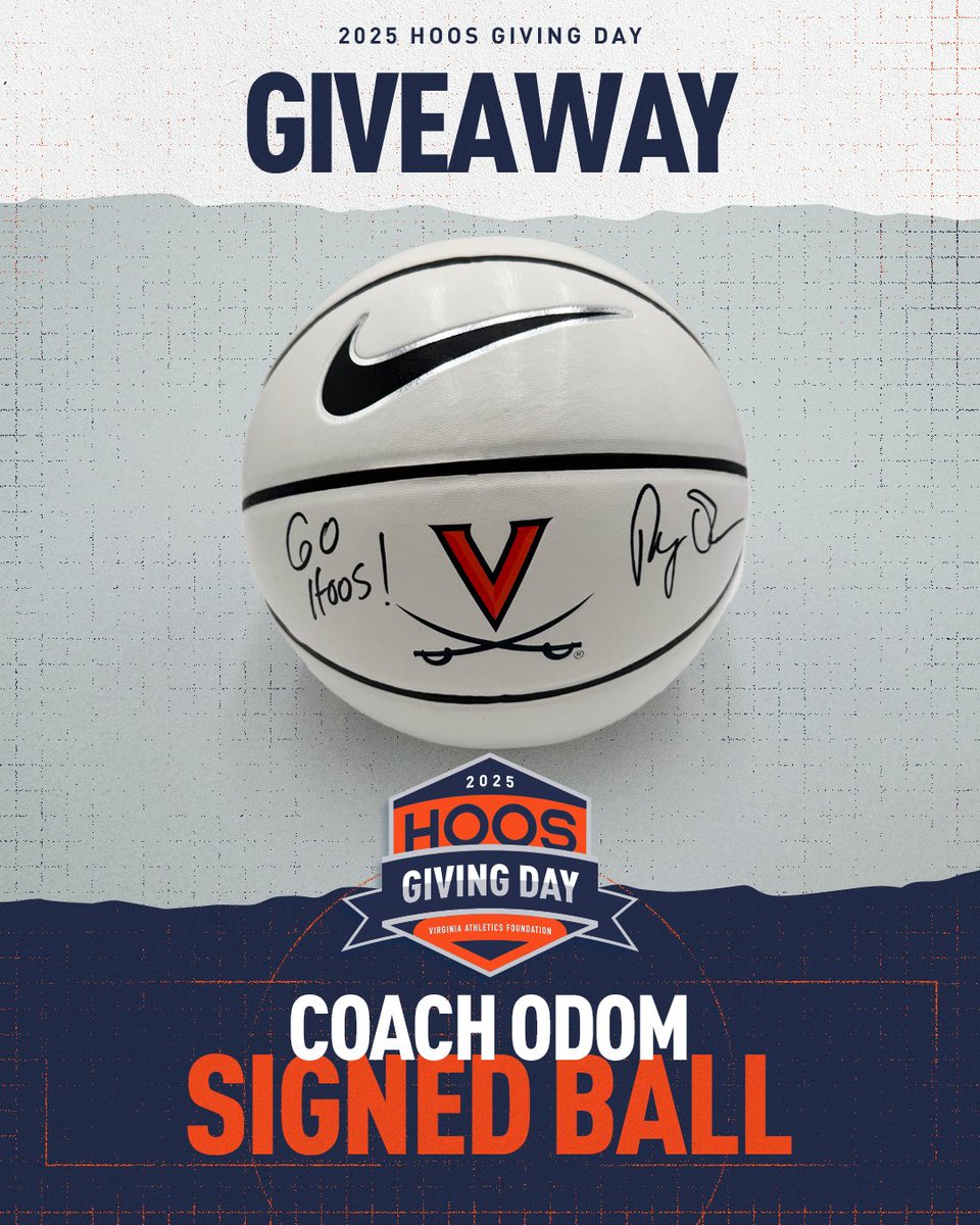 The shot clock is winding down… perfect time to announce our next giveaway of a Dean and Markel Families Men’s Head Basketball Coach Ryan Odom signed basketball!

For your chance to win be sure to do the following:
1. Follow <a href="/UVA_VAF/">Virginia Athletics Foundation</a> 
2. Like this post
3. Reshare this post
