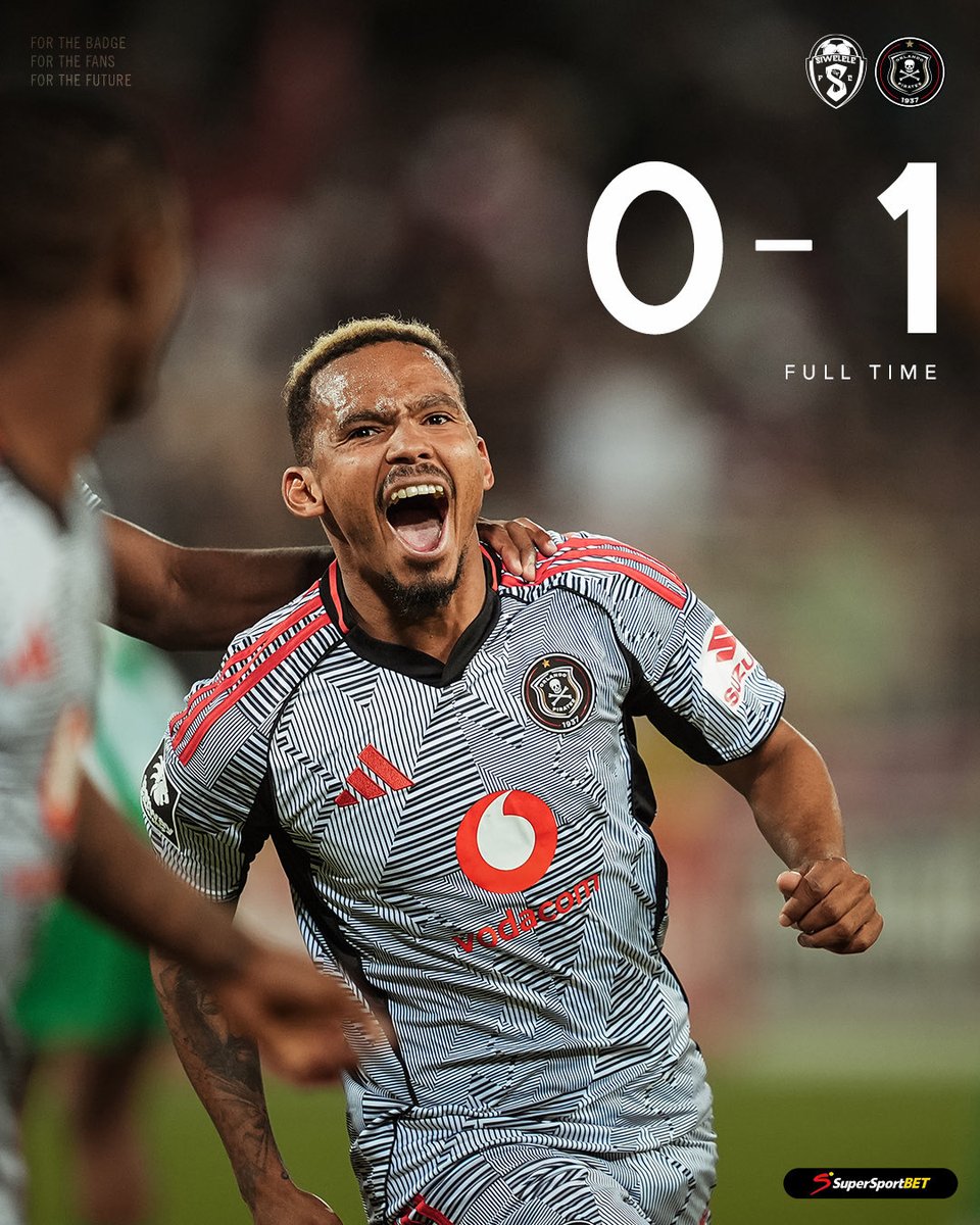 ☠️ FT | <a href="/Siwelele_FC/">Siwelele Football Club</a> 0 - 1 <a href="/orlandopirates/">Orlando Pirates</a> 

🥅 Appollis 80'

⚫️⚪️🔴⭐️
#MatchDay
#OrlandoPirates
#OnceAlways
