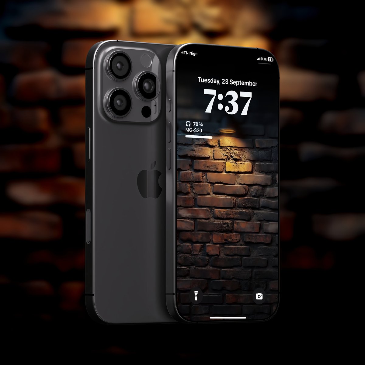 abram_ars's tweet image. Dark brick 🧱 wall with one warm light 💡 wallpaper 4k