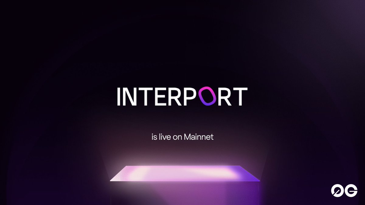 0G_labs's tweet photo. Interport Finance is live on 0G mainnet.

We’re excited to have @InterportFi powering cross-chain liquidity for the largest AI L1. With Interport, users can seamlessly bridge into the 0G ecosystem and unlock the future of modular AI.

Interport Finance will Defy Gravity. https://t.co/miJbiS37Pq
